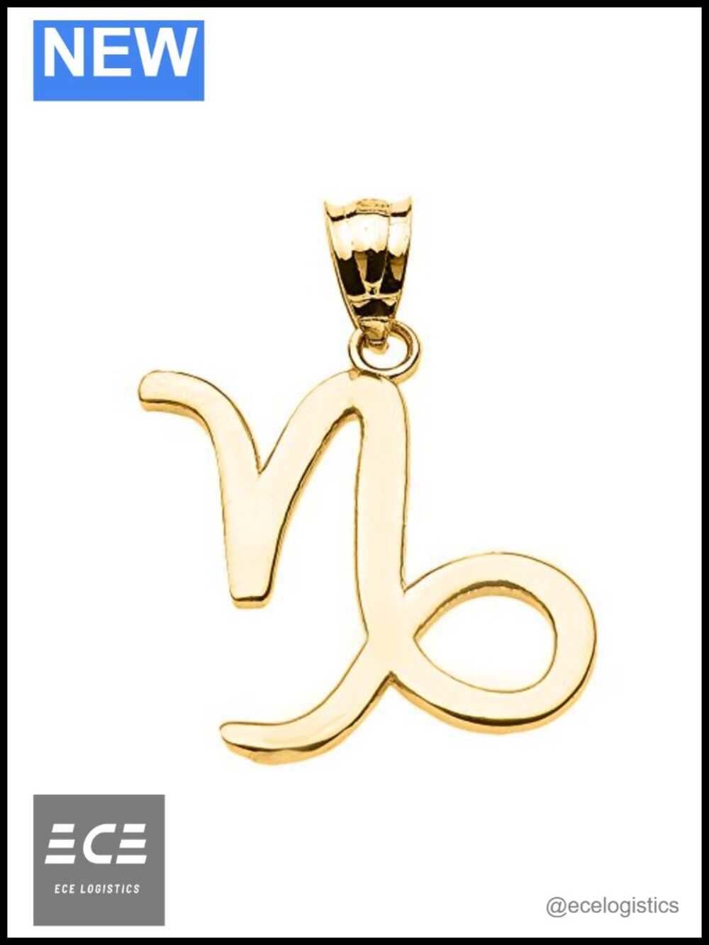 10K Yellow Gold Capricorn Zodiac Astrological Sign Charm Pendant